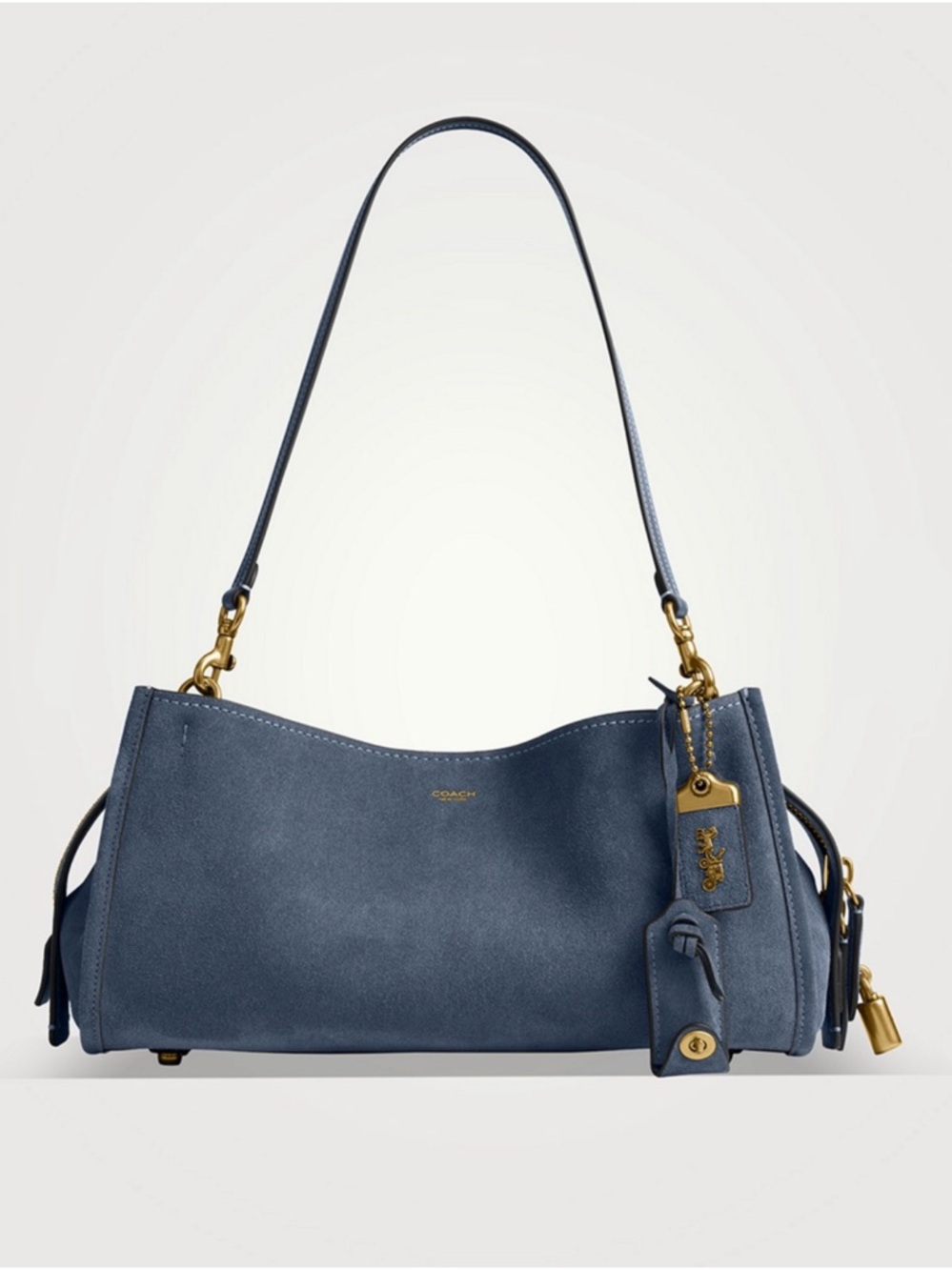 Coach Blue Suede Rogue 34 NWOT